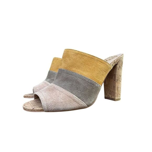 Vince Camuto Women's Color Block Suede Mules Multicolor Shoes Heels Size 7.5M - Picture 12 of 12